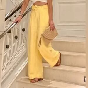 Ashley Park x RTR Linen Blend Wide Leg pants yellow - 8